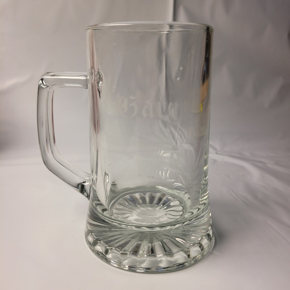 Beer Mug Heavy Glass Starburst Base Clear Stein - Etched with the name "Gary"‎